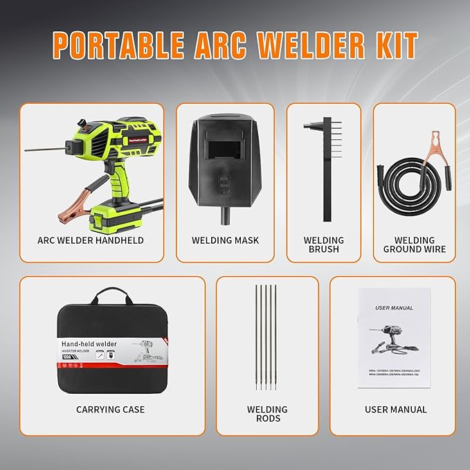 Portable Welding Machine 110V Handheld Electric ARC Welder Gun Stick Welder Machine with IGBT Inverter 5 Variable Current Adjustment for 1/16''-1/8'' Welding Rods