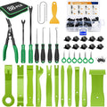GOOACC 88Pcs Trim Removal Tool, Auto Push Pin Bumper Retainer Clip Set Fastener Terminal Remover Tool Adhesive Cable Clips Removal Kit Car Panel Radio Removal Auto Clip Pliers, Green