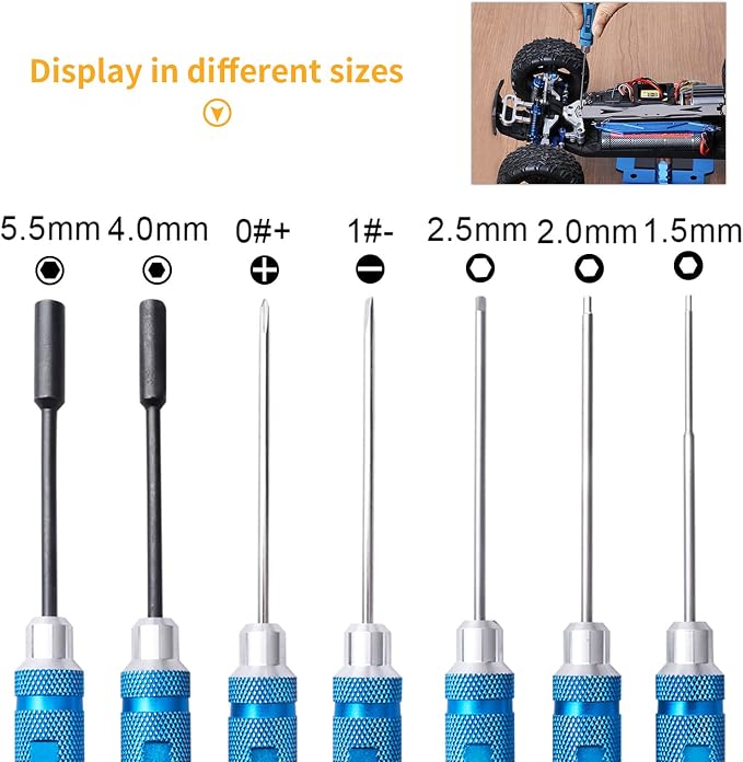 RC Tool Kit & Screw Kit Hardware Set (Flat, Phillips, Hex), Pliers, Wrench, Repair Tools for Quadcopter Drone Airplane Accessories Compatible with Traxxas Arrma Axial Redcat Losi Models