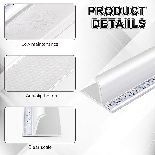 Tellegloww 1 Pcs 12 Inch Aluminum Cutting Safety Ruler with Non Slip Base Finger Guard Edge, Dual-Scale (Inch and Metric), Light Craft, Use with Rotary Cutter for Paper, Leather, Fabric