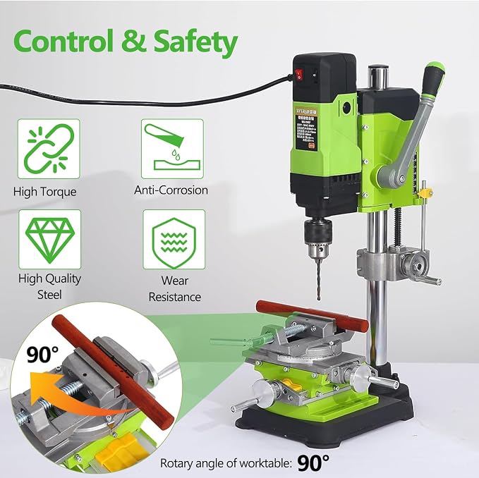 3’’ Cross Slide Drill Press Vise, 2 Way X-Y Compound Benchtop Drill Press Vise with 90° Rotary Table, for Mini Milling Machine