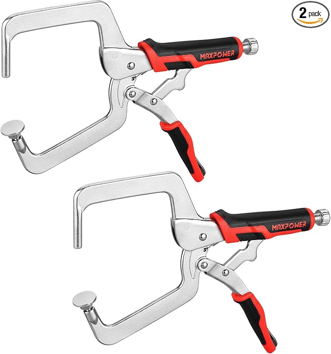 MAXPOWER 12.5-Inch Pocket Hole Clamp, 2 Pack Right Angle Clamp for Woodworking and Pocket Hole Joinery