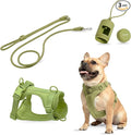 No Pull Dog Harness and Leash Set 3-in-1 Adjustable Anti Pull Dog Harness with Hands-Free Matching Leash,Poop Bag Holder,Easy Walk Dog Harness Medium Sized Dog(Olive Green)