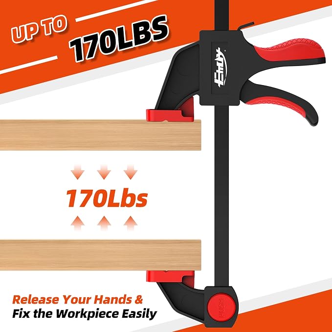 50" Bar Clamps for Woodworking 2-Piece, One-Handed Clamp/Spreader, Light-Duty Quick-Change F Clamp with 170 LBS Load Limit, Wood Clamps for Gluing, Carpentry, DIY, and Woodworking