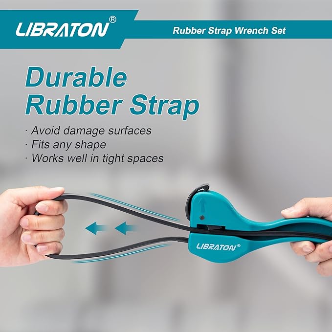 LIBRATON Strap Wrench 2-piece Multifunctional Adjustable Wrench Tools Oil Filter, Jar Opener