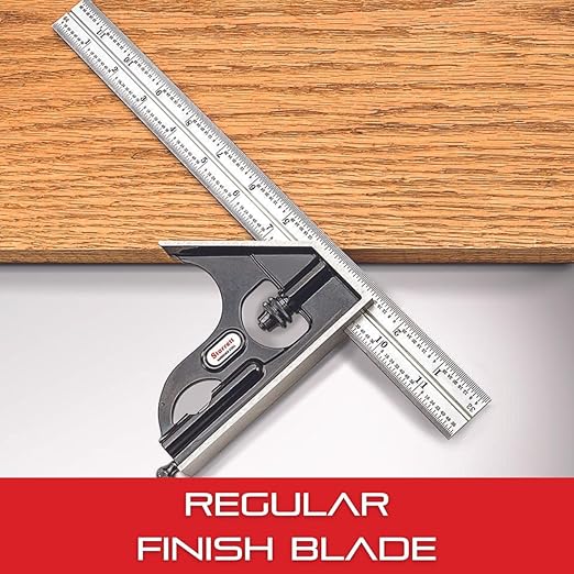 Starrett Combination Set with Square, Center and Reversible Protractor Head and Blade - 12" Blade Length, Forged and Hardened Steel, 16R Graduation Type - 434-12-16R