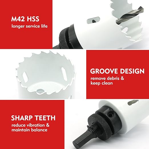 Hole Saw Kit Bi Metal, with 3/4" to 2-1/2" 22 PCS Saw Blades in Case, Hole Saw Set for Metal, Wood and Plastic, with Clean and Smooth Cutting Edge, Fast Chip Removal
