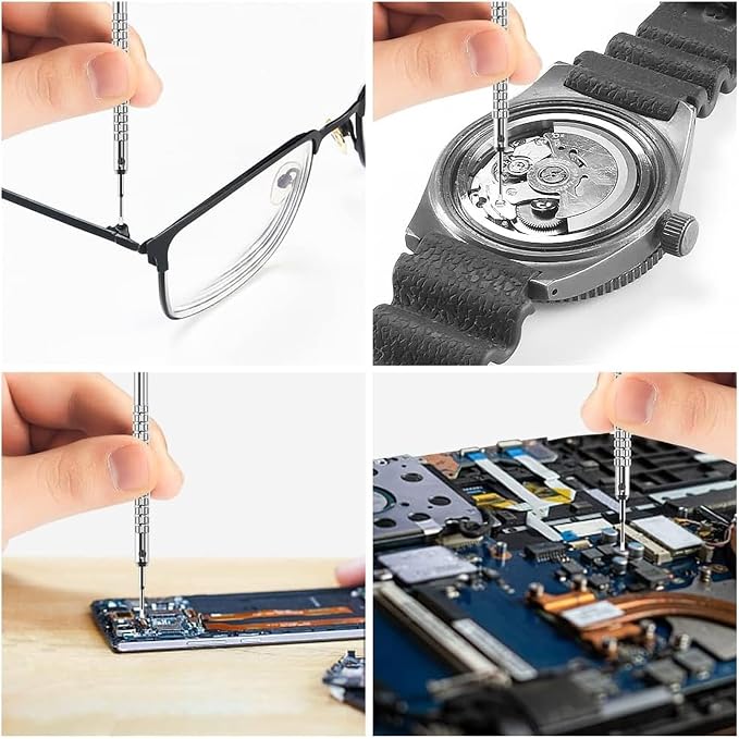ZJchao Watch Screwdriver Set, 10Pcs Precision Screwdrivers with 8 Slots and 2 Steel Tools, Includes 10 Extra Blades for Watch Repair Jewelry Fixing Eyeglasses Electronics Maintenance