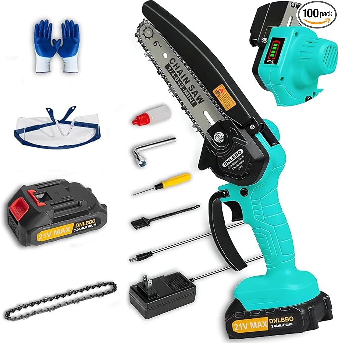 Mini Chainsaw Cordless, 6 IN Lightweight Electric Chainsaw for Wood Cutting | 1*2000mAh Battery, Battery display, Handheld Chain Saw for Branch Trimming, Branch Pruning, Garden Tool Gift for Men, Fathers