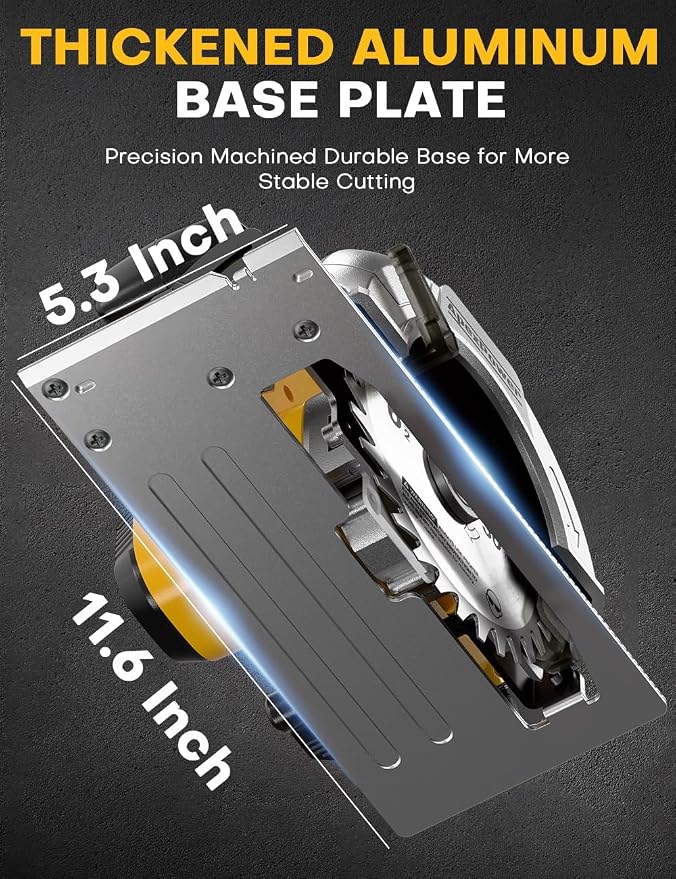 Brushless 6-1/2 Inch Circular Saw, for DeWalt 20V Max Battery, 8000 RPM, 6.2 Lbs, Cuts 2-1/5" at 90°, 0-90° Bevel, with Rip Guide & Hex Wrench for Wood