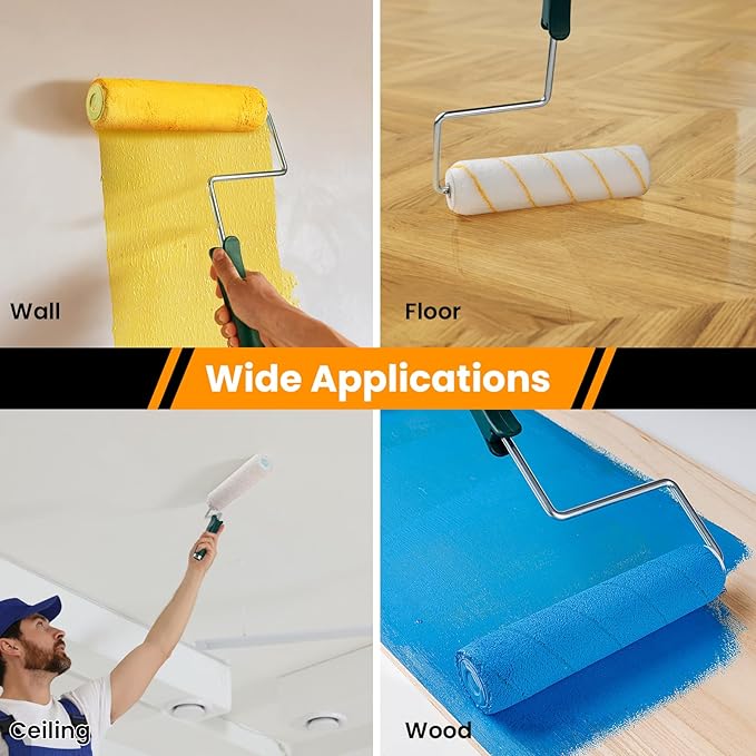 Paint Roller Covers, 18 Pack, 9 Inch Microfiber Paint Roller, 3/8" Nap Covers for Paint Roller Frame, Rollers for Painting, Paint Supplies for Painting Walls