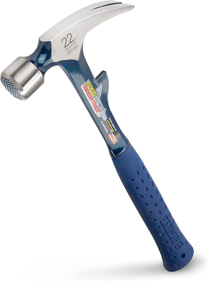 ESTWING Hammertooth Hammer - 22 oz USA Made Straight Rip Claw Hammer with Milled Face & Shock Reduction Grip - E6-22TM