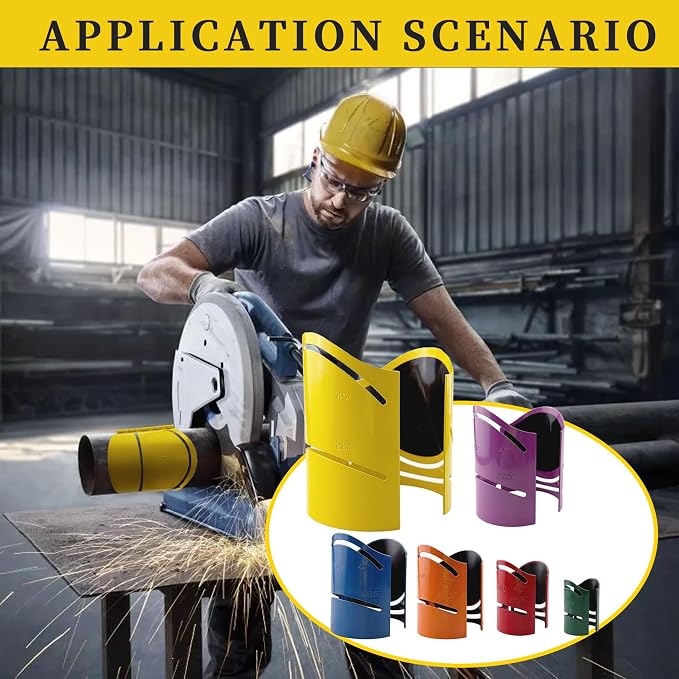 6Pcs Magnetic Metal Pipe Cutting Guide Kit, Pipe Cutting Tool 1-5/8" 1-7/8" 2-3/8" 2-7/8" 3-1/2" 4-1/2", Guides Cuts at 22.5°/45°/90° & Saddle Cut, Heavy-Duty Magnetic Pipe Marking Cut Guide Tool