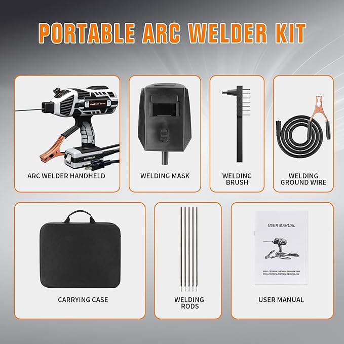 Welding Machine Handheld 110V 120Amp Portable ARC Welder Gun Hand Held Welder Machine with IGBT Inverter 5 Variable Current Adjustment for 1/16''-1/8'' Welding Rods