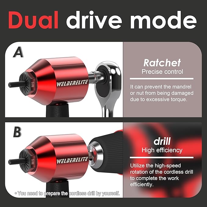 Rivet Nut Drill Adaptor Tool Kit Contains 290 Rivet Nuts and 13 mandrels
