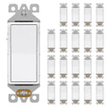 AIDA 20 Pack 3 Way Decorator Switch White, Electric Switches, Light Switch 15Amp, 120/277 Volt, 3 Way Rocker Switch, Wall Replacement, Self-Grounding, Residential Grade, UL Listed