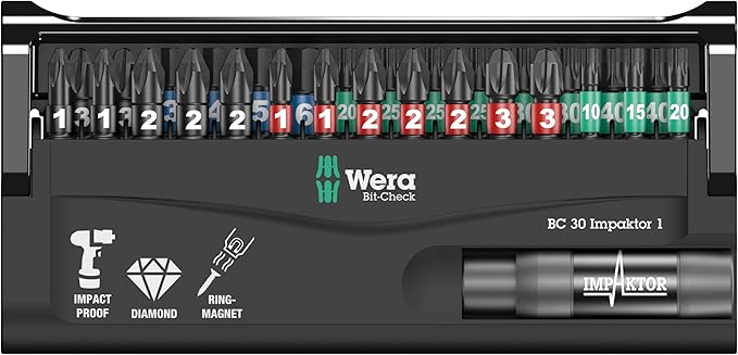 WERA 05057690001 Bit-Check 30 Impaktor 1, 30 Pieces