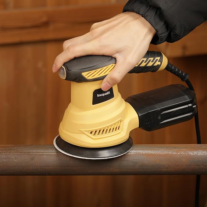 Random Orbital Sander, 2.5Amp 4.9-Inch Corded Palm Sander, Max 13000 OPM Electric Drywall Sander with 6 Variable Speed, 20Pcs Sandpapers and Dust Bag for Woodworking, Sanding, Polishing