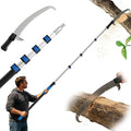 Manual Pole Saw for Tree Trimming, 18FT Reach Telescoping Extension Pole Tree Pruner with 24" Blade, Hand Pole Saw for Cutting High Branches, Detachable Pruning Saw for Garden Yard Maintenance