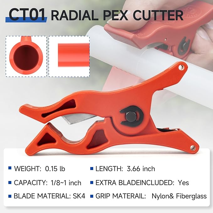 iCrimp PEX Expansion Tool Kit for F1960 / ProPEX Systems, Indexed Auto-Rotating Heads with Ring Removal Tool, 3/8", 1/2", 3/4" & 1" Manual Expander Kit