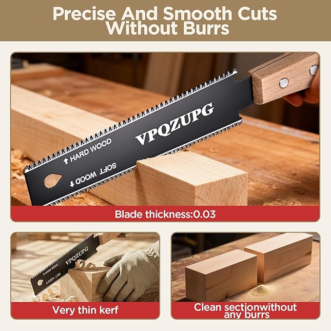 Japanese Hand Saw,Hand Saw, Woodworking Tools, 6-Inch Pull Saw,Flexible Double-Edge Blade 17/11 TPI