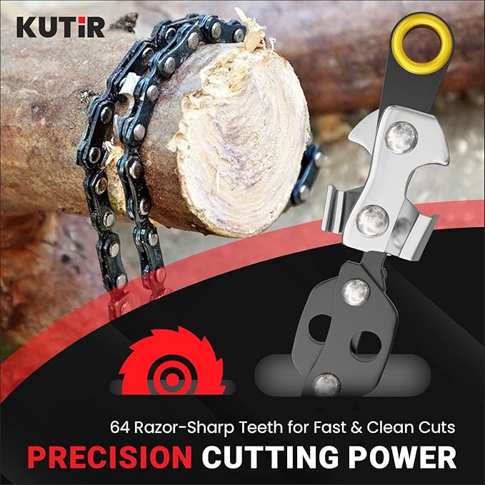 55 Inch High Limb Rope Saw – 360 Rope Chain Saw for Manual Tree Limb Cutting – Sharp Hand Chainsaw with Dual-Sided Blades – Fast and Easy Pocket Chainsaw with Ergonomic Handles and Carrying Case