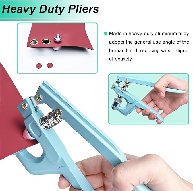 Sewing Snaps Fasteners Kit with Press Pliers Installment Tool, Heavy-Duty Snap Pliers Sets with 4 Size Plastic Metal No-Sew Snap Buttons for Sewing Clothing, Bibs, Rain Coat Crafting DIY Handmade