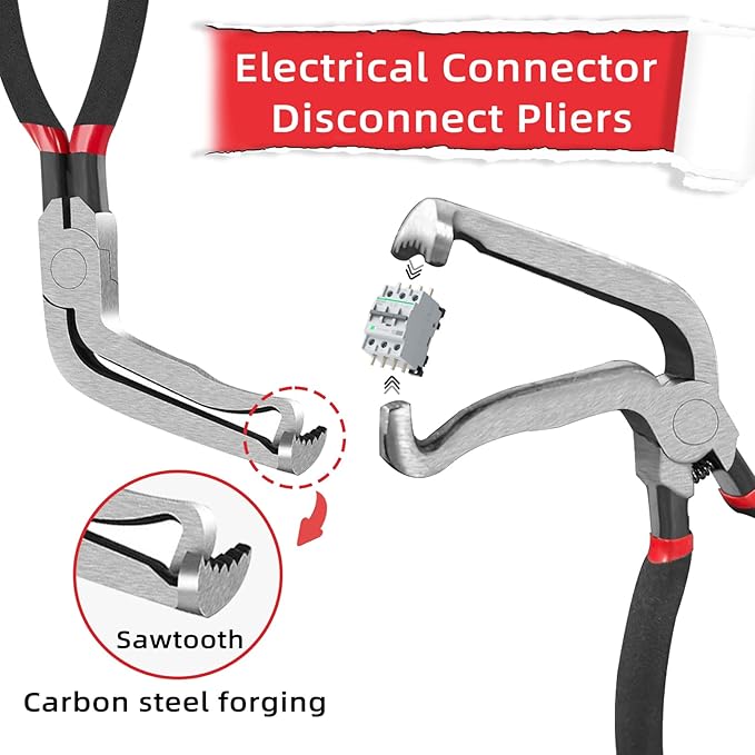 Electrical Disconnect Pliers, 5 pcs Electrical Disconnect Pliers for Cars, Connector Removal Tool for Push Tab Style Plugs