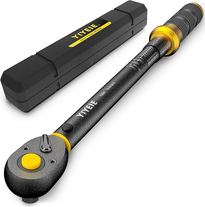 YIYEIE Upgrade 3/8" Drive Torque Wrench, 10-45 FT.LB/13.6-61 Nm, Click Torque Wrench for Bike, Motorcycle and Car Spark Plug, ±3% High Accuracy, with Easy-to-Use Locking Ring