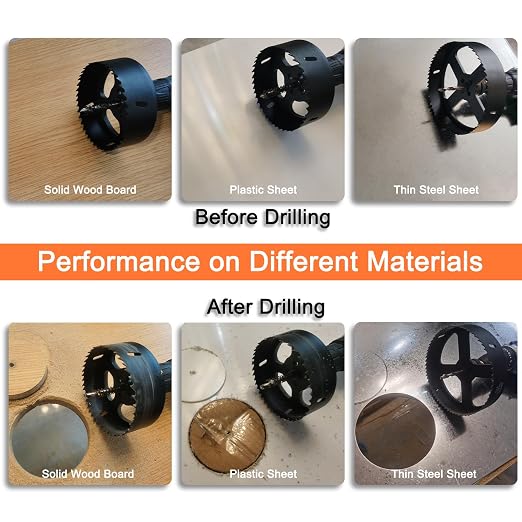 Bi-Metal Hole Saw Kit for Wood, Metal and Plastic, 3PCS Hole Saw Set with Case, Fast Chip Removal, Smooth Flat Drilling Edge, Lightweight & Portable (Black)