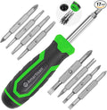 Amartisan 18-in-1 Multi-bit Screwdriver Set Tool All in One, Portable Multi-Purpose Screwdriver, Slotted/Philips/Pozi/Torx/Square,Nut Driver (Green)
