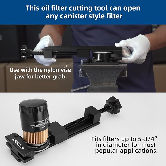 Oil Filter Cutting Tool, 66490 Oil Filter Cutter, Fits filter up to 5-1/2" in diameter. With one set of Nylon Vise Jaws.