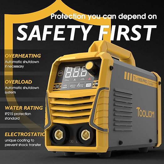 TOOLIOM 195A Stick/Lift TIG Welder with Lift TIG Torch 110V/220V Dual Voltage Welding Machine with Synergic Control Portable MMA Welder Machine with VRD, Hot Start and ARC Force