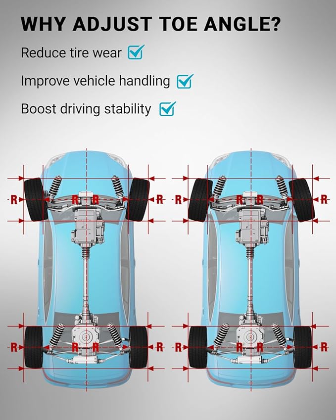 Wheel Alignment Tool for DIY Toe Adjustment, Stainless Steel Toe Alignment Plates Allow One Man Operation, Quick and Easy Way to Check Toe in/Out, Fits Most Cars & Trucks(Patent Design)