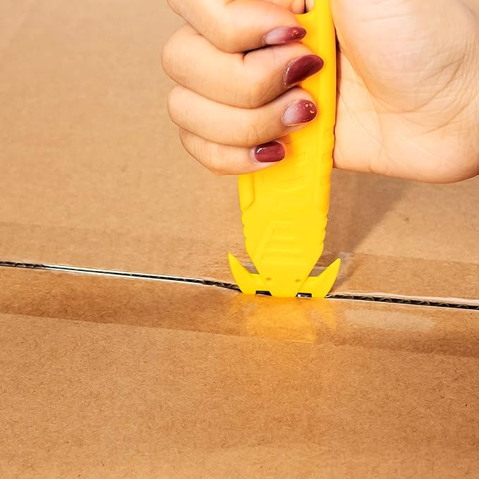 100Pcs T TOVIA Safety Box Cutter Knife of Recessed Concealed Stainless Steel Blade, Package Opener Plastic Cutter for Box, Carton, Shrink Wrap, Plastic Straps.