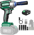 KIMO Impact Wrench 1/2 Cordless, 550N.m (410ft-lbs), 4000RPM, 9-Piece Drill & Driver Set, 4 Sockets Impact Drill for Car Tires, Safety Lock, Variable Modes, 4000mAh Battery Power Smart Impact Wrench