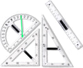 Magnetic Geometry Tool, Protractor, Triangle Rulers Easy Attachment Blackboard Measurement Kit, Teacher Board Protractor Multi-Purpose Kit Large (Transparent-4pc)