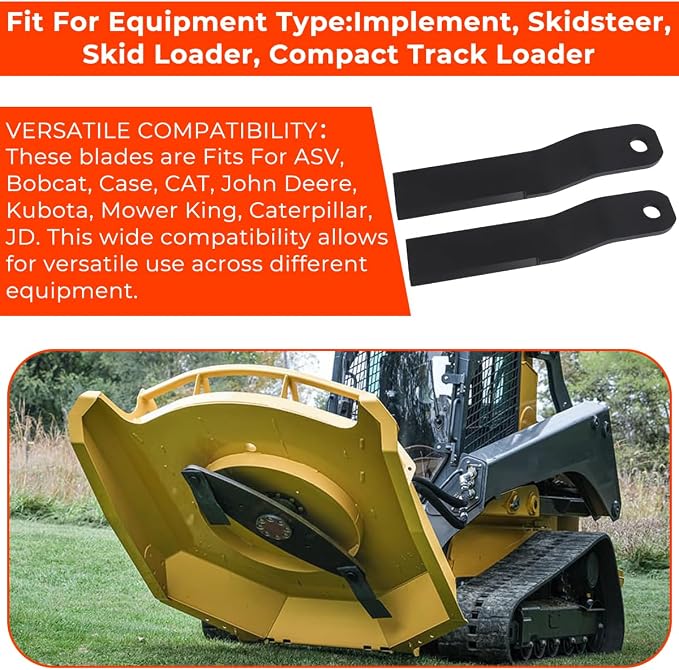 MOTOQUEEN Replacement Blades for Wolverine BC-13-72W Brush Cutter, Heavy Duty NM400 Steel Brush Hog Blades for Skid Steer Mowers, 2 Pack, 14-1/2" x 2-3/4" x 3/8", 1" Mounting Hole