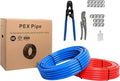 EFIELD 1/2 inch 2x75 ft Pex-b Pipe/Tool Kit- Pex-b Pipe/Tubing Blue & Red 150ft, Crimping Tool, Pipe Cutter, 30 Pieces Stainless Steel Clamps,(AB-2-75-KIT)