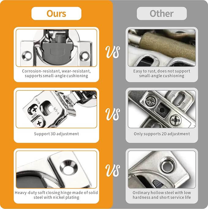 Chibery 50 Pack 1-1/4" Overlay 3D Soft Close Concealed Hinge for Face Frame Door, Smooth Slow Self Closing Hinges, Satin Nickel, Hidden 105° Open Angle Stainless Steel Hinge for Kitchen Cabinet Door