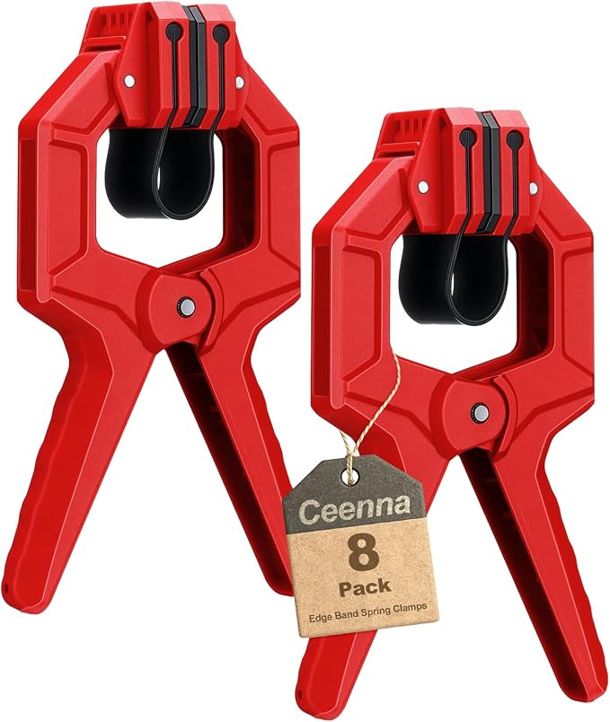 Ceenna 8 Pack Edge Band Spring Clamps - Adjustable Woodworking Clamps for Edge Banding, Carpentry & Home Improvement