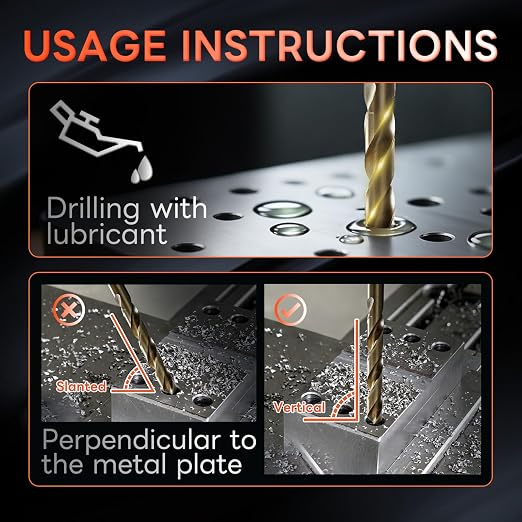 COMOWARE Metal Drill Bit Set, 19 Pieces, HSS-E M35 1-10 mm Drill Bit Set, Spiral Drill Bit Set, Professional for Metal, Steel, Iron, Self-Centring for Metalworking Drill Accessories