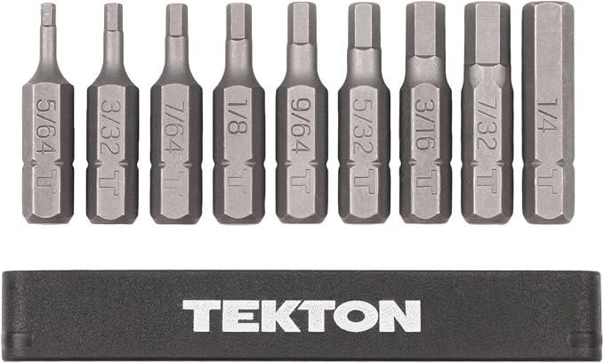 TEKTON 1/4 Inch Hex Bit Set with Rail, 9-Piece (5/64-1/4 in.) | DZX93001