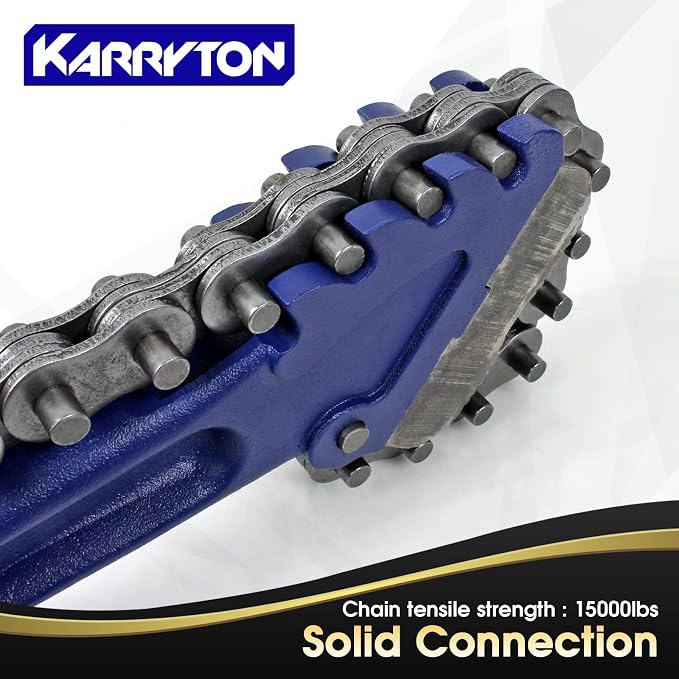 36" Chain Pipe Wrench 4.3" - 7.5" Pipe Diameters, 30" Chain Length Max Breaking Load 15000Lbs, Heavy Duty Plumbing Tool for Pipe Installation, Oil Fields Operations and Maintenance