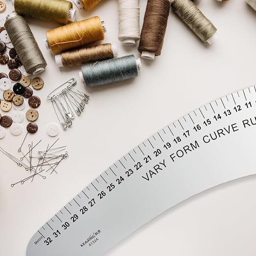 KEARING 32CM French Curve for Pattern Making, Vary Form Curve Ruler for Sewing, Aviation Aluminum Hip Curve Ruler for Measuring Sewing,Fashion Design,Quilting