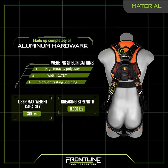 FRONTLINE FALL PROTECTION Harnesses + D-Ring+ Multiple Styles + OSHA and ANSI compliant