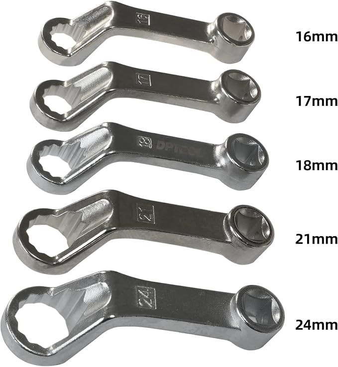 DPTOOL 5Pc Rear Camber Adjust Wrench Engine Motor Mount Socket for Benz VW | Offset Fixing Screws Oil Filter Removal Wrench Kit with 1/2" Drive 12 Point 16mm 17mm 18mm 21mm 24mm