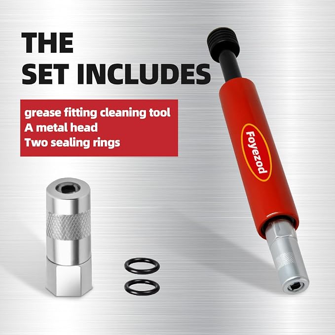 Grease Fitting Cleaning Tool, Grease Zerk Cleaner for Trucks, Tractors, Heavy Equipment - Removes Old Dried Grease from Fittings, Pins, Shafts, Bushings (Red)