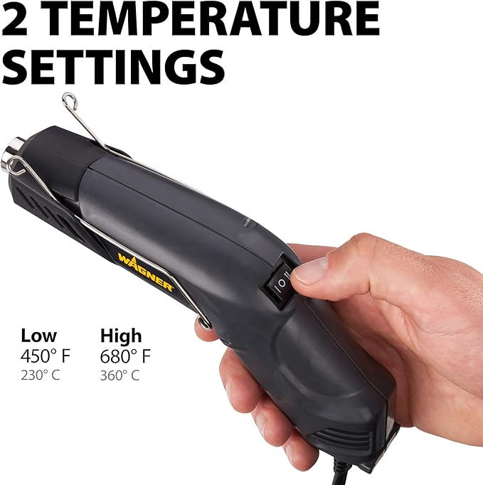 Wagner Spraytech 0503038 HT400 Heat Gun, Dual Temperature Hot Air Tool 680 and 450 Degrees, Shrink Tubing, Embossing, Craft Projects, Sticker Removal Heat Gun