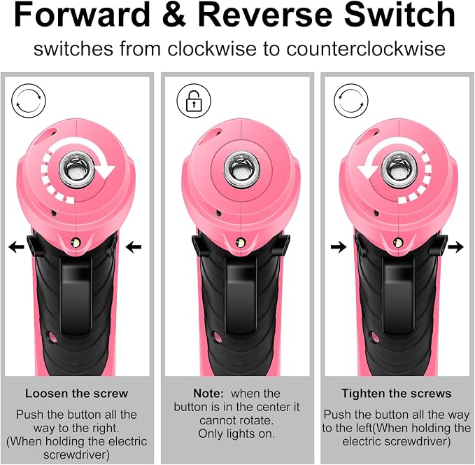 JENABOM 14 in 1 Electric Screwdriver Cordless Rechargeable Small Drill Set 3.6V Li-ion 3Nm Max Torque Electric Rotatable with LED Light Screwdriver, Pink